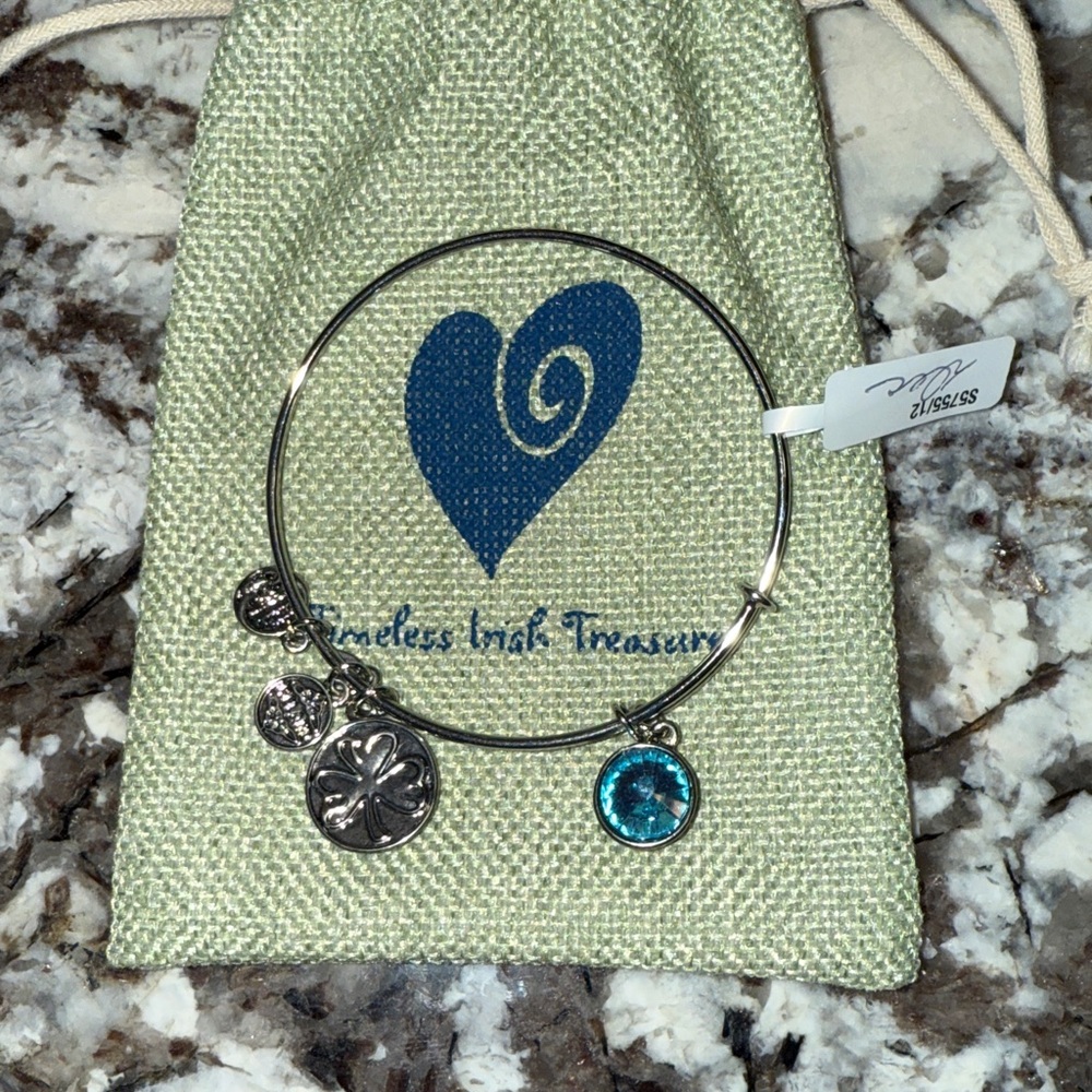 Timeless Irish Celtic bracelet with December birthstone charm